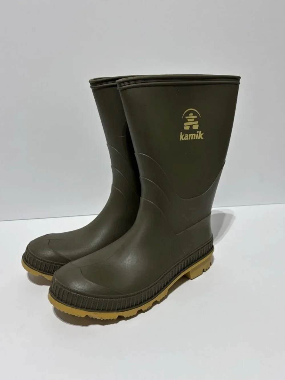 Kamik Youth Stomp Rain Boots Olive, Boys’ Size 6 M